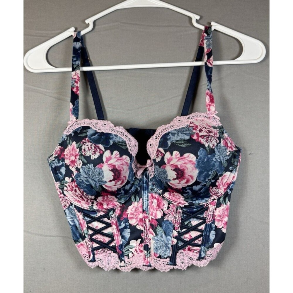 Victoria's Secret Women's Blue Pink Floral Corset 34D NWT